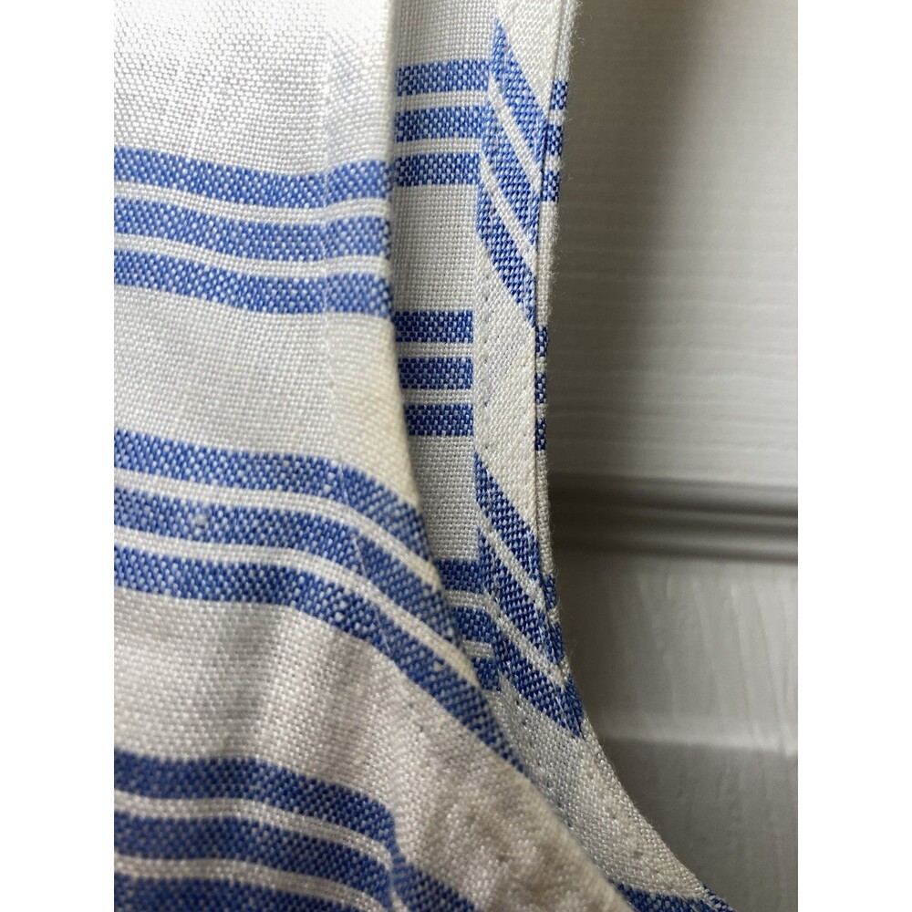 LOFT Blue White Yellow Striped Sheath Dress Sleeveless Linen Rayon Size 12 - Picture 4 of 6